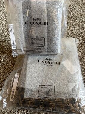 Coach Brown and Gold Signature Pouch with Notebook